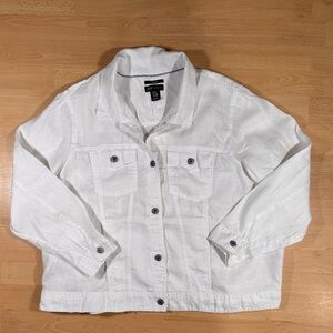 JNY Jones New York Women's White Linen Jacket